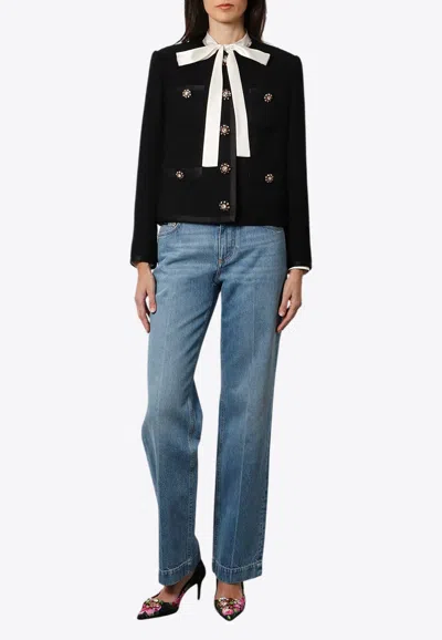 Dolce & Gabbana Tweed Singlebreasted Jacket In Black