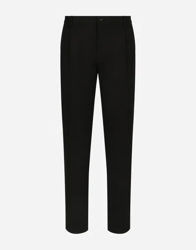 Dolce & Gabbana Classic Gabardine Tuxedo Pants In Black