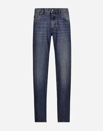 Dolce & Gabbana Classic Jeans With Dg Embroidery In Multicolor