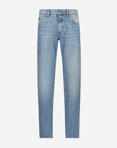Dolce & Gabbana Classic Jeans With Dg Embroidery In Multicolor