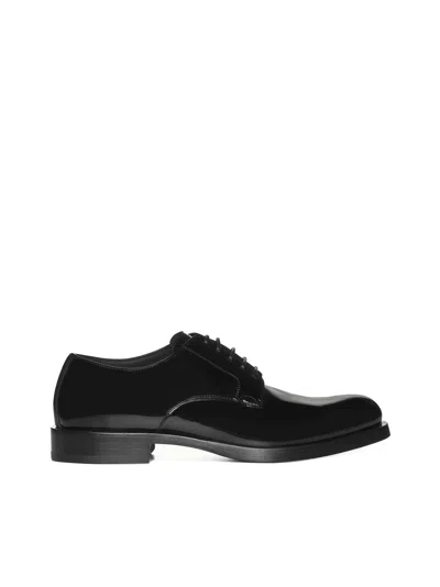 Dolce & Gabbana Brushed Leather Derby Shoes In Black