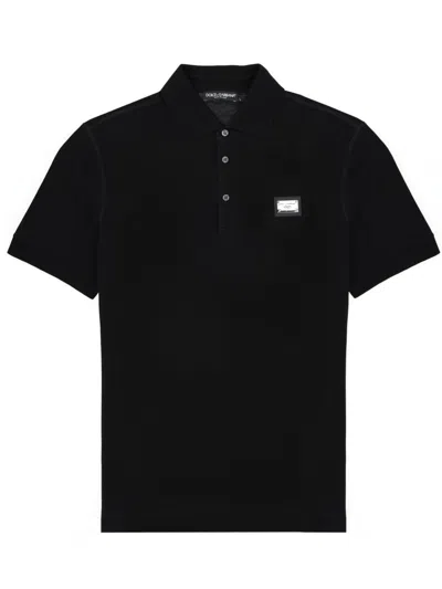 Dolce & Gabbana Classic Polo With Signature Logo - Men's Ss26 In Black