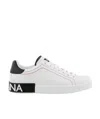 Dolce & Gabbana Portofino Leather Sneakers With Rubberized Logo Shoes In White