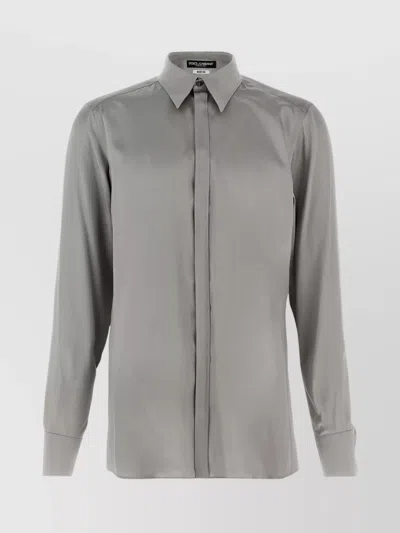Dolce & Gabbana 'classic' Shirt With Point Collar In Gray
