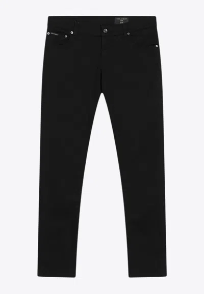 Dolce & Gabbana Slim Stretch Denim Trousers In Black