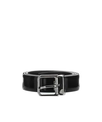 Dolce & Gabbana Classic Smooth Belt In Black