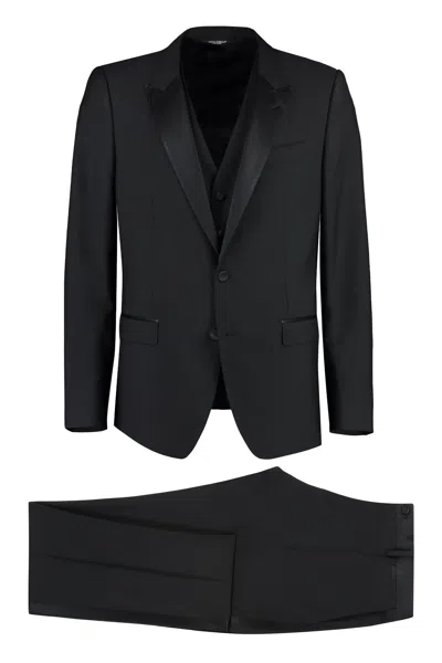 Dolce & Gabbana Classic Three Piece Dinner Suit For Men In Black