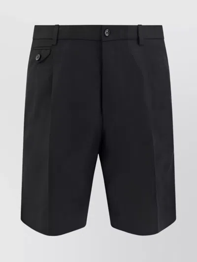 Dolce & Gabbana Clean Linen Shorts With Back Welt Pockets In Black