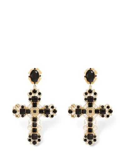 Dolce & Gabbana Clip Earrings With Crosses In Gold