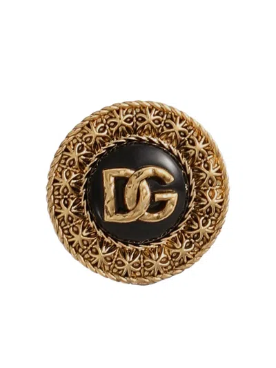 Dolce & Gabbana Clip Earrings With Dg Logo In Gold