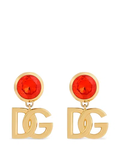 Dolce & Gabbana Clip Earrings With Logo In Gold