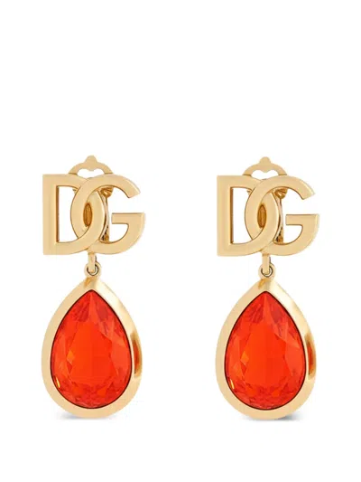 Dolce & Gabbana Clip Earrings With Logo In Multi