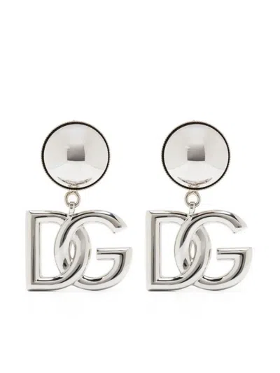 Dolce & Gabbana Clip Earrings With Pendant In Grey