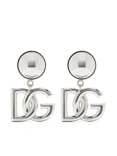 Dolce & Gabbana Clip Earrings With Pendant In Metallic