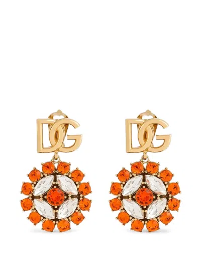 Dolce & Gabbana Clip Earrings With Rhinestones In Multi