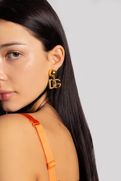 Dolce & Gabbana Clip-on Earrings With Logo In Gold