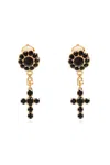 Dolce & Gabbana Elegant Gold Earrings With Black Cross Pendant In Golden