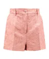 Dolce & Gabbana Embossed Embroidery Cotton Silk Blend Shorts In Pink