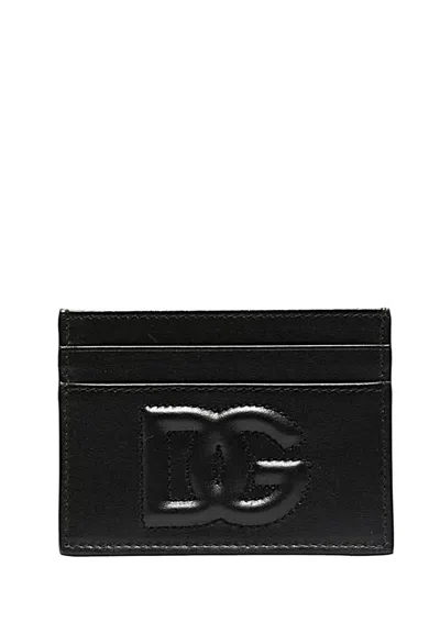 Dolce & Gabbana Calfskin Dg Logo Card Holder Accessories In Black