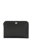 Dolce & Gabbana Black Clutch With Removable Wrist Strap And Logo Plaque On The Front In Black