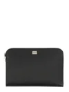 Dolce & Gabbana Black Clutch With Removable Wrist Strap And Logo Plaque On The Front In Black