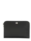 Dolce & Gabbana Black Clutch With Removable Wrist Strap And Logo Plaque On The Front