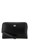 Dolce & Gabbana Men Black Leather Pouch In Black