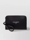 Dolce & Gabbana Clutch Leather Wrist Strap In Black