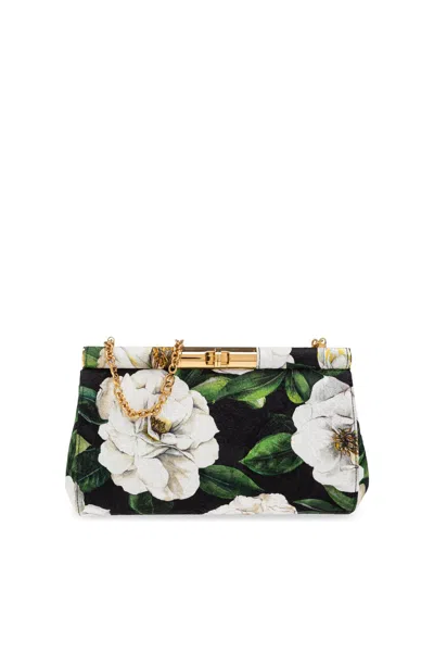 Dolce & Gabbana Marlene Small Flower-print Clutch Bag In Gardenia F.black