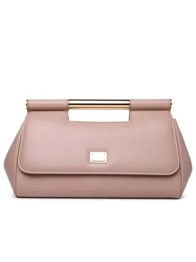 Dolce & Gabbana Sicily Large Leather Clutch Nude In Pink