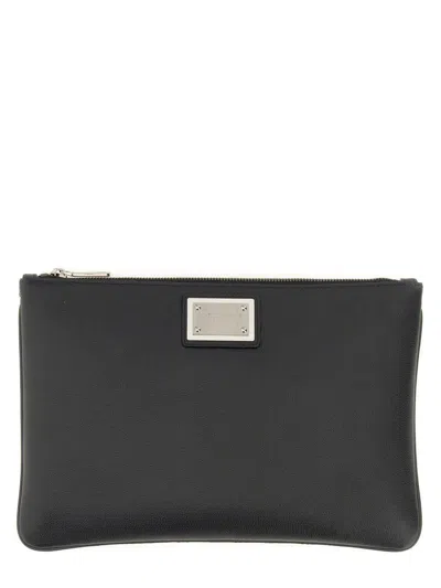 DOLCE & GABBANA DOLCE & GABBANA CLUTCH WITH LOGO PLAQUE
