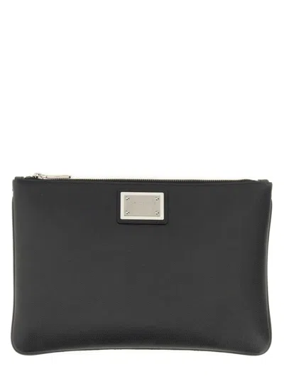 DOLCE & GABBANA DOLCE & GABBANA CLUTCH WITH LOGO PLAQUE