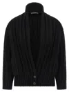 Dolce & Gabbana Black Cardigan With Wide Neckline On The Front In Virgin Wool Woman In Black