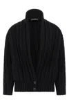 Dolce & Gabbana Black Cardigan With Wide Neckline On The Front In Virgin Wool Woman In Black