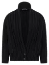 Dolce & Gabbana Black Cardigan With Wide Neckline On The Front In Virgin Wool Woman In Black