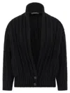 Dolce & Gabbana Black Cardigan With Wide Neckline On The Front In Virgin Wool Woman In Black