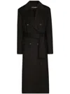 Dolce & Gabbana Double-breasted Cashmere Baize Coat With Belt In Black  
