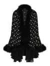 Dolce & Gabbana Polka-dot Printed Chiffon Cape In Black