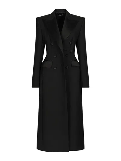 Dolce & Gabbana Double-breasted Coat In Black