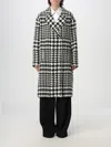 Dolce & Gabbana Black And White Coat With All-over Check Motiv In Wool Blend In 黑色