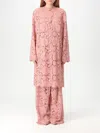 Dolce & Gabbana Collarless Lace Floral Patch Pockets Coat In Pink
