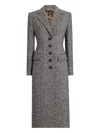 Dolce & Gabbana Herringbone Long Length Notched Lapels Coat In Gray