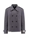 Dolce & Gabbana Double-breasted Wool Coat With Epaulets And Modern Cut In Grey