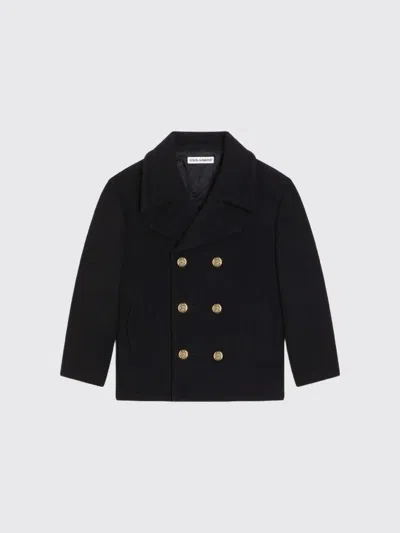 Dolce & Gabbana Coat Kids Color Blue In Black