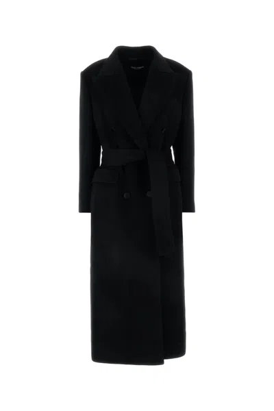 Dolce & Gabbana Coat Cashmere Belted Waist In Black
