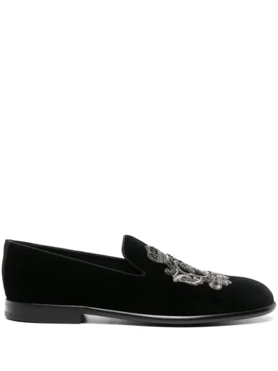 Dolce & Gabbana Velvet Loafer In Black
