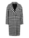 Dolce & Gabbana Black And White Coat With All-over Check Motiv In Wool Blend Woman In Multicolour