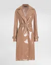 Dolce & Gabbana Coated Faux Leather Trench Coat In Pale Pink