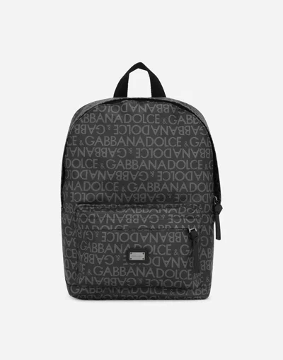 Dolce & Gabbana Coated Jacquard Backpack In Multicolor