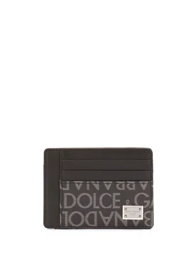 Dolce & Gabbana Men Leather Card Holder With Logo Detail In Black